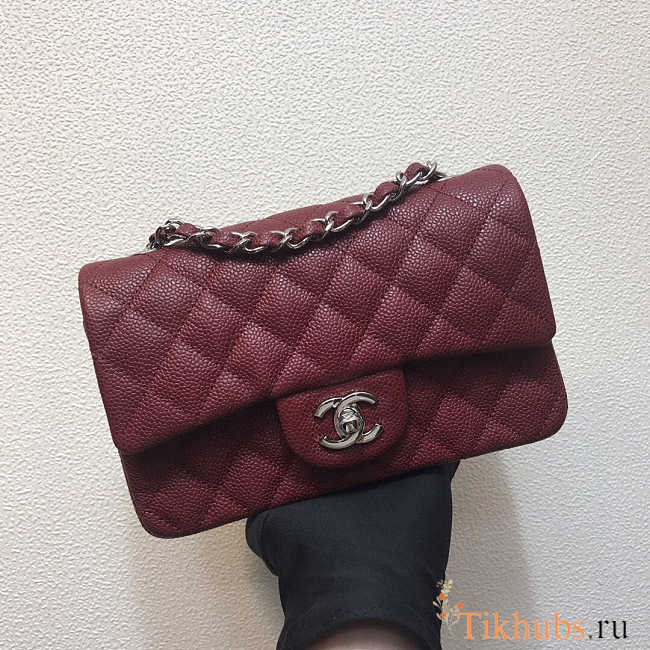 Chanel Flap Bag Small Wine Red 20cm - 1
