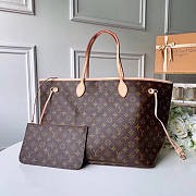 Louis Vuitton Neverfull Shopping Bag M40995 Monogram With Apricot - 1