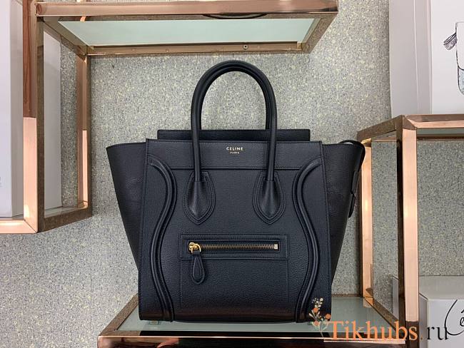 Celine Micro Luggage Smooth Calfskin Dune Black 26cm - 1