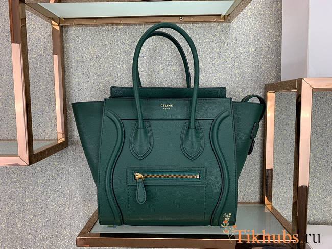 Celine Micro Luggage Smooth Calfskin Dune Green 26cm - 1