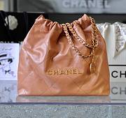 Chanel 22 Handbag Shiny Calfskin Brown Gold Hardware 42x39x8cm - 1