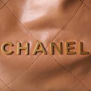 Chanel 22 Handbag Shiny Calfskin Brown Gold Hardware 42x39x8cm - 2