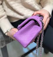 Chanel Small Flap Bag Cavier Silver Hardware Purple 20cm - 3