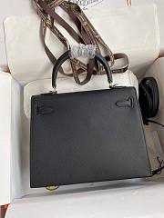 Hermes Kelly Epsom Black Silver Hardware 25cm - 4