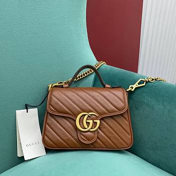 Gucci Marmont Mini Top Handle Bag Brown 21X15.5X8cm