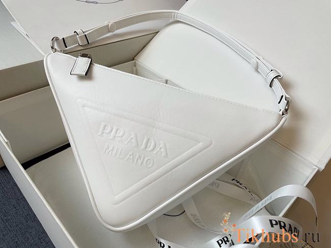 Prada Triangle Leather Pouch White 26x14x5cm - 1