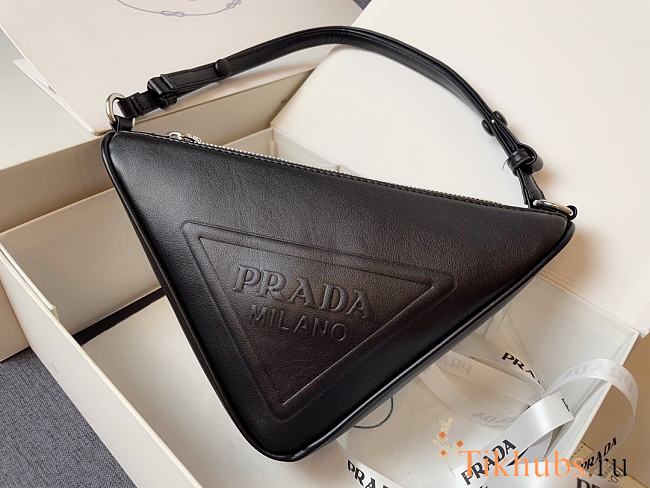 Prada Triangle Leather Pouch Black 26x14x5cm - 1