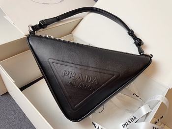 Prada Triangle Leather Pouch Black 26x14x5cm
