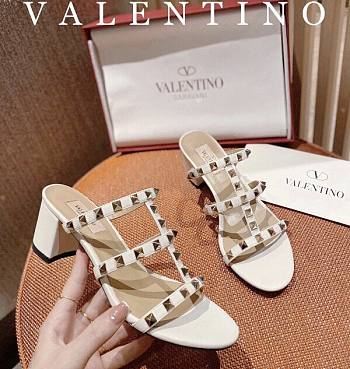 Valentino Slide Sandal White Heel 6cm