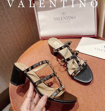 Valentino Slide Sandal Black Heel 6cm