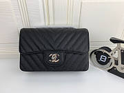 Chanel Flap Bag Chevron Black Silver Hardware Cavier 20cm - 1