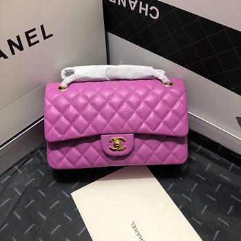 Chanel Flap Bag Lambskin Purple GHW 1112 Size 25 cm