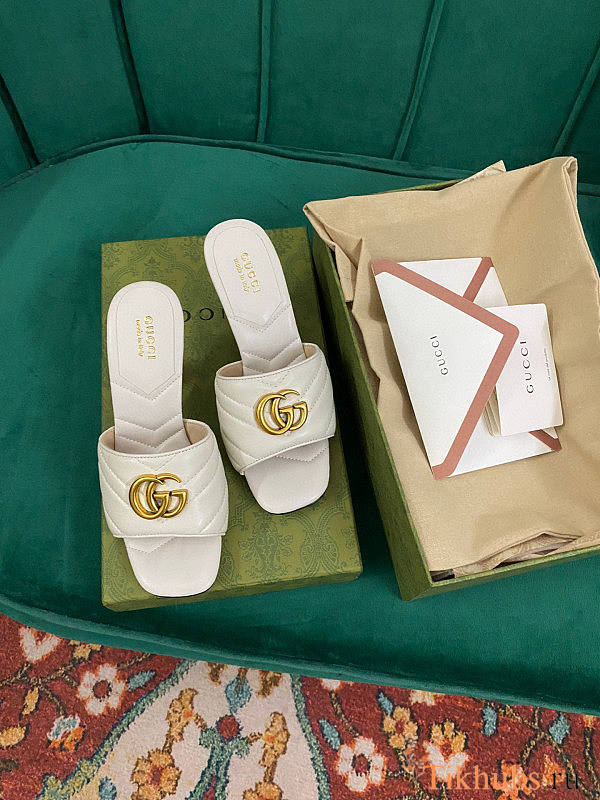 Gucci Double G Slide Sandal White - 1