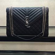 YSL Envelope Large Black Cavier Silver Hardware 31x21x8cm - 1