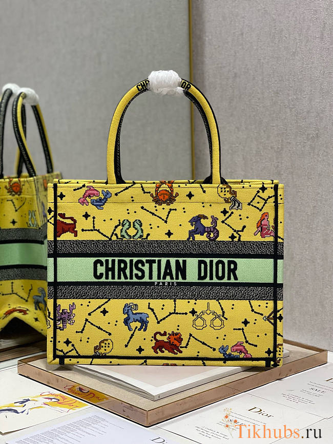 Dior Book Tote Yellow Zodiac 36.5x28x17.5cm - 1