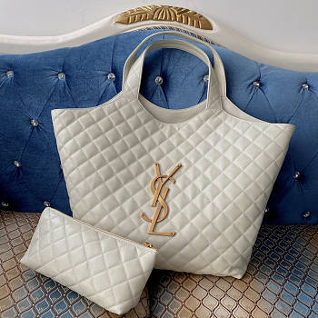 YSL Icare Maxi Shopping Bag White 58x43x8cm