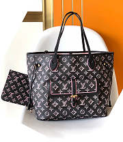 LV Neverfull Buci Box Black MM Bag Size 32 x 28 x 14 cm - 1