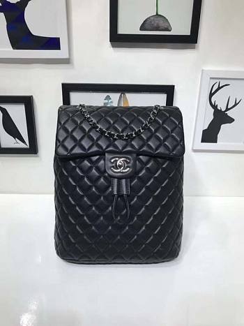 Chanel Backpack Black silver Hardware 29.5x25x13.5cm