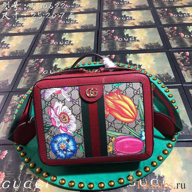 Gucci Small Ophidia GG Flora Shoulder Bag 550622 Size 25 x 20 x 7.5 cm - 1