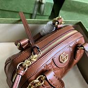 Gucci Matelassé Leather Top Handle Bag Brown 19x13x11cm - 4