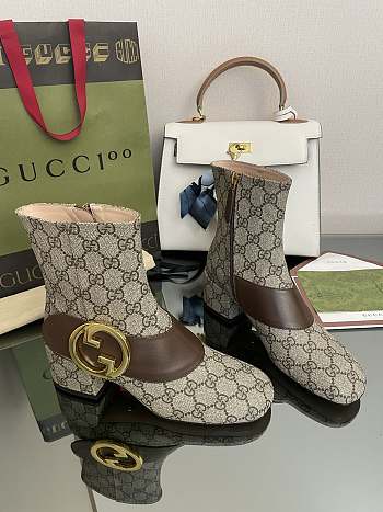 Gucci Blondie Women's Ankle Boot Beige and ebony