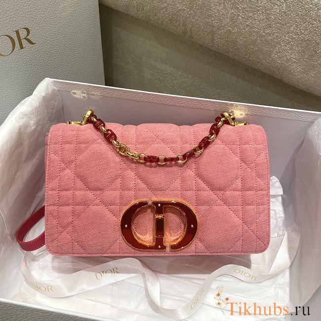 Dior Medium Caro Bright Pink Denim 25.5x15.5x8cm - 1