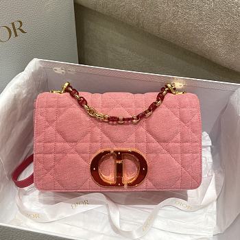 Dior Medium Caro Bright Pink Denim 25.5x15.5x8cm