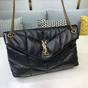 YSL Puffer Bag In Lambskin Black Gold Hardware 35x23x13.5cm - 1