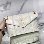 YSL Puffer Bag In Lambskin White 35x23x13.5cm - 1