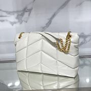 YSL Puffer Bag In Lambskin White 35x23x13.5cm - 6