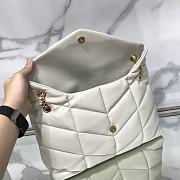 YSL Puffer Bag In Lambskin White 35x23x13.5cm - 4