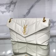 YSL Puffer Bag In Lambskin White 35x23x13.5cm - 2