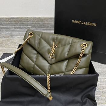 YSL Loulou Puffer Khaki Gold Hardware 29x17x11cm