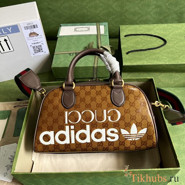 Adidas x Gucci Mini Duffle Bag Brown 31.5x18x15.5cm - 1