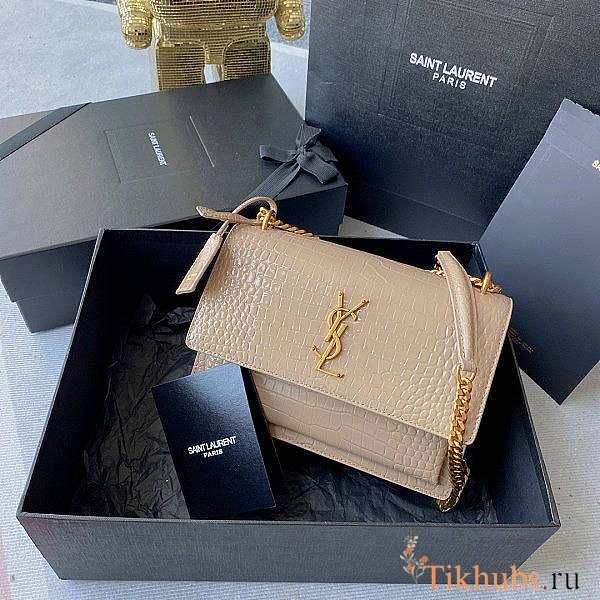 YSL Sunset Crocodile Beige Gold Hardware 22cm - 1