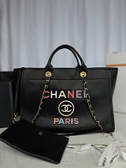 Chanel Large Tote Calfskin Gold-Tone Metal Black 50x30x22cm - 1