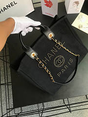 Chanel Shopping Tote Canvas Black 39x30x22cm - 2