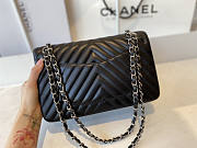 Chanel Flap Bag Chevron Lambskin Black Silver HW 25cm - 6