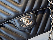 Chanel Flap Bag Chevron Lambskin Black Silver HW 25cm - 2