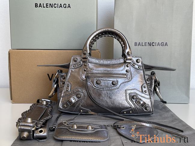 Balenciaga Neo Cagole XS Silver Handbag 26x13x18cm - 1