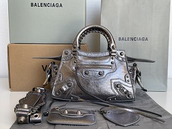 Balenciaga Neo Cagole XS Silver Handbag 26x13x18cm