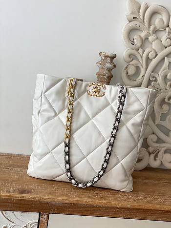 Chanel 19 Shopping Bag White 37x30x10cm