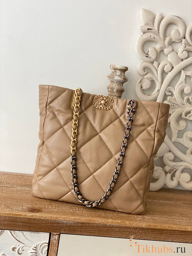 Chanel 19 Shopping Bag Beige 37x30x10cm - 1