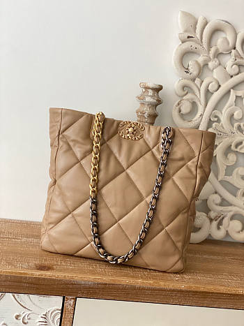 Chanel 19 Shopping Bag Beige 37x30x10cm