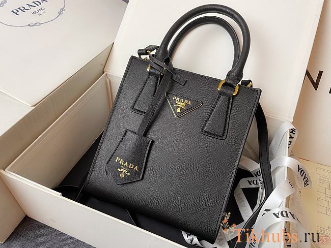 Prada Black Saffiano Handbag With Logo Black 17x19x6cm - 1