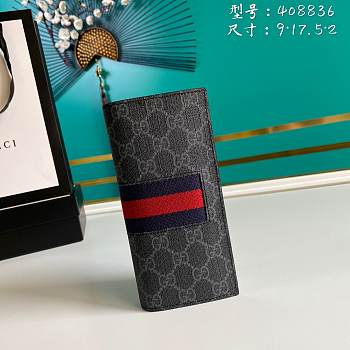 Gucci Web Vertical Supreme Black Wallet 17.5x9x2cm