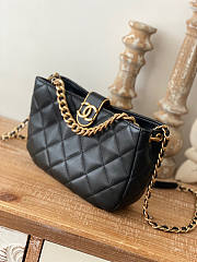 Chanel Hobo Handbag Lambskin Gold HW Black 23x17x7cm - 6
