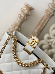 Chanel Hobo Handbag Lambskin Gold HW White 23x17x7cm - 3
