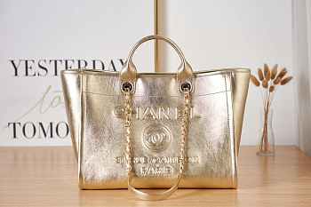 Chanel Large Shopping Bag Calfskin Gold 30x50x22cm