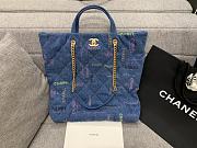 Chanel Maxi Shopping Bag Printed Denim Blue 51x43x3cm - 1